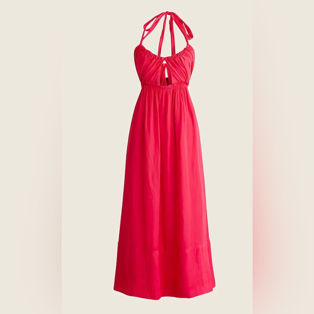 NWT J Crew Halter Cutout Dress in Featherweight Satin, Size 10
